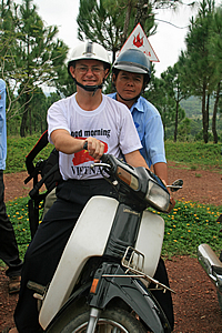 On the motorbike with Ping