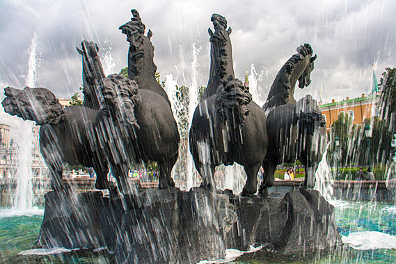 Horses in fountain