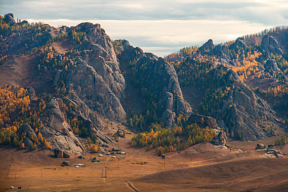 Ger village under mountain