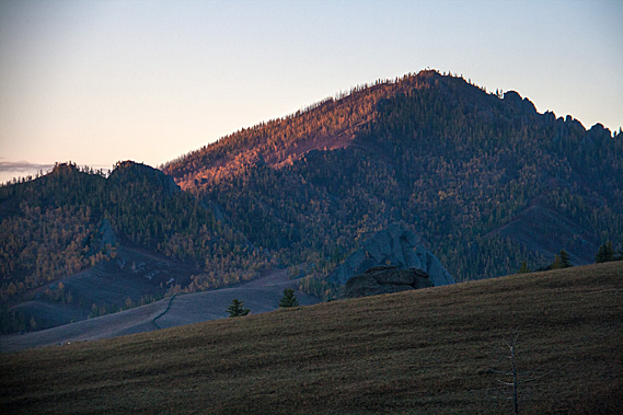 First sun on the hills