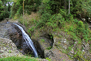 Waterfall plunging into the cave