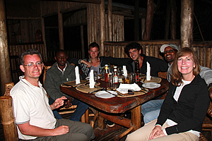 Having dinner with the rest of the group