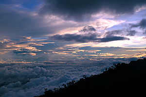 Layers of cloud at the end of sunset