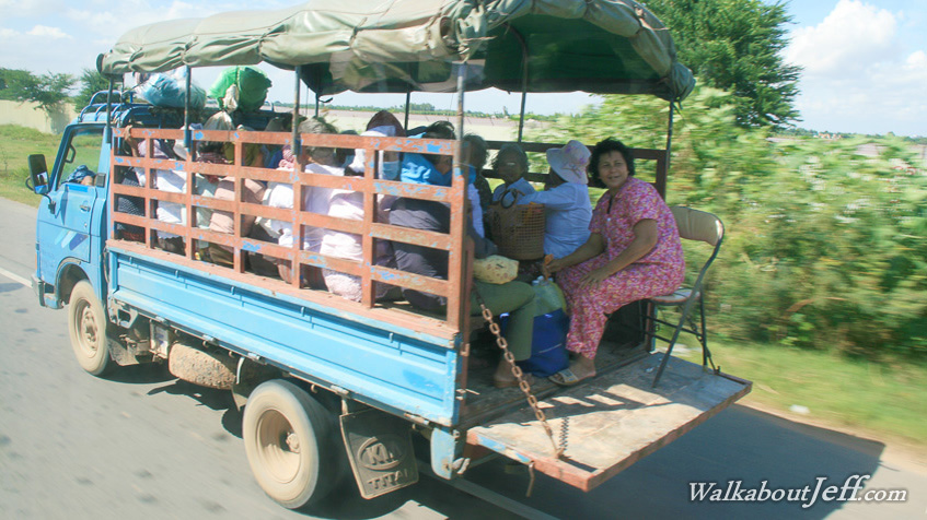 Perched on the back of a truck