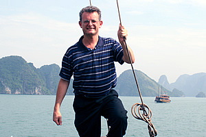 Jeff on a junk at Halong Bay