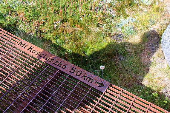 Distance indicator on metal walkway