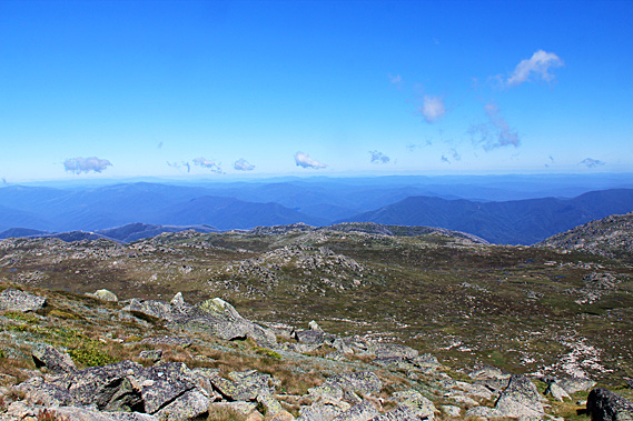 Looking north westward across the mountaintops
