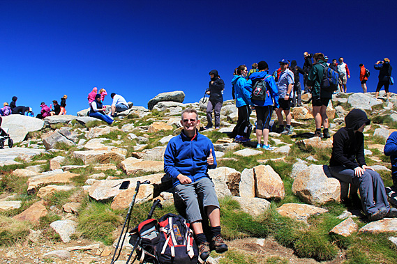 Having lunch just below the summit