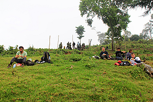 Resting for lunch on the mountain