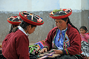 A woman weaves