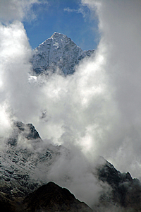 Mountaintop showing through the clouds 
