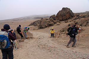 Very tough going in the final ascent to the huts
