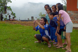 Locals with one of our cameras