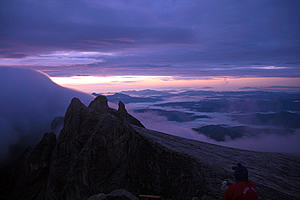 Dawn begins to break on Borneo